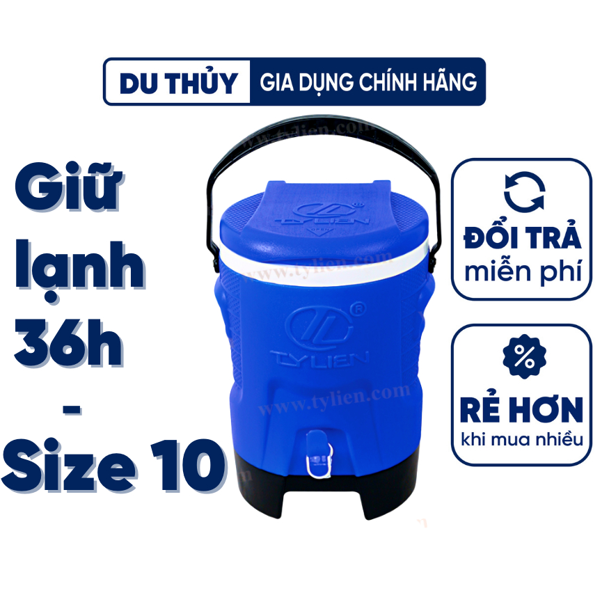 Thùng đá giữ nhiệt tròn có vòi tý liên, giữ lạnh 36h dung tích ngoài 10l dung tích trong 5l - thùng supercool 10