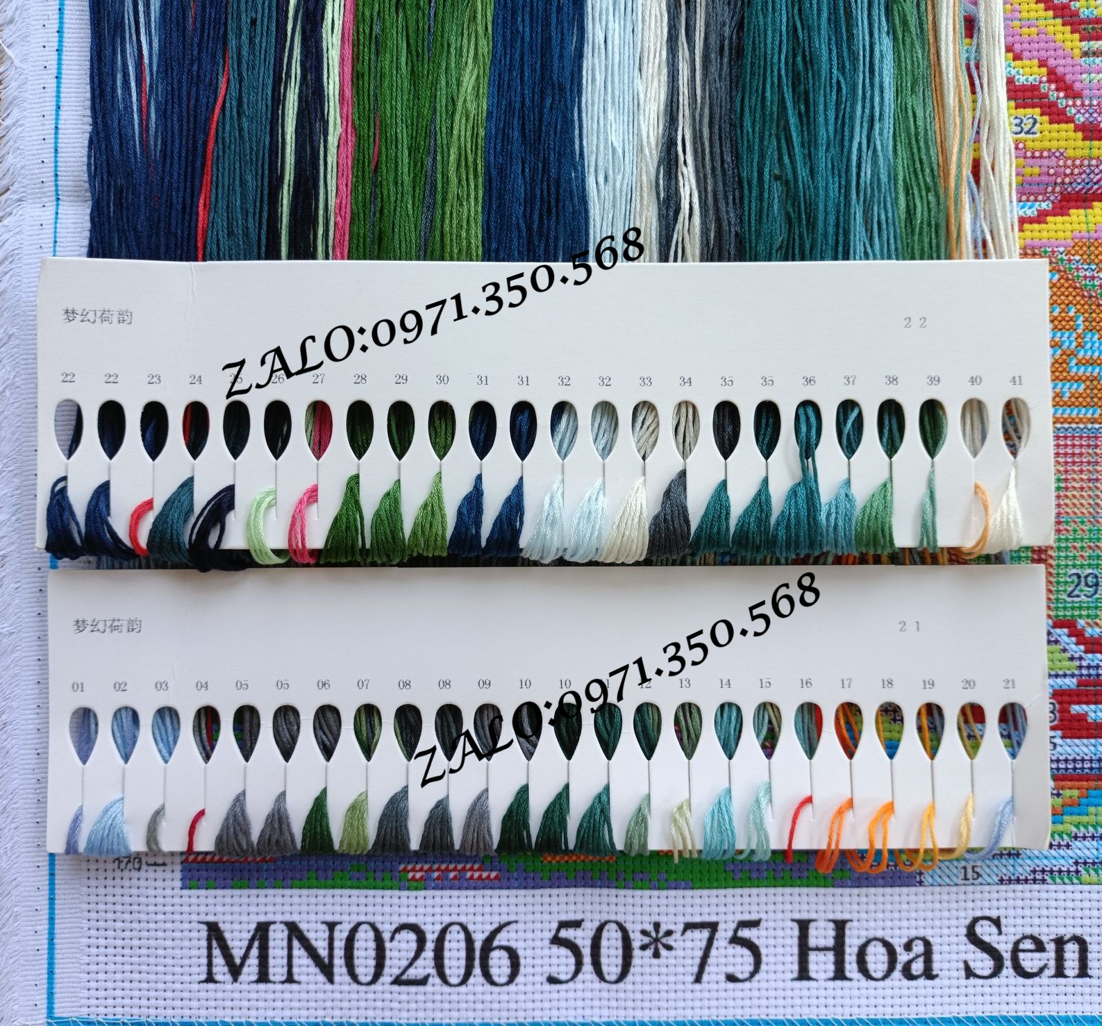 [THÊU KÍN] Tranh thêu chữ thập hoa sen MN0206