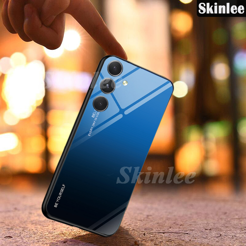 Phone case For Samsung Galaxy M35 Back cover Gradient Tempered Glass Protector Mirror Hard Cover For Samsung Galaxy M35 Cover cases