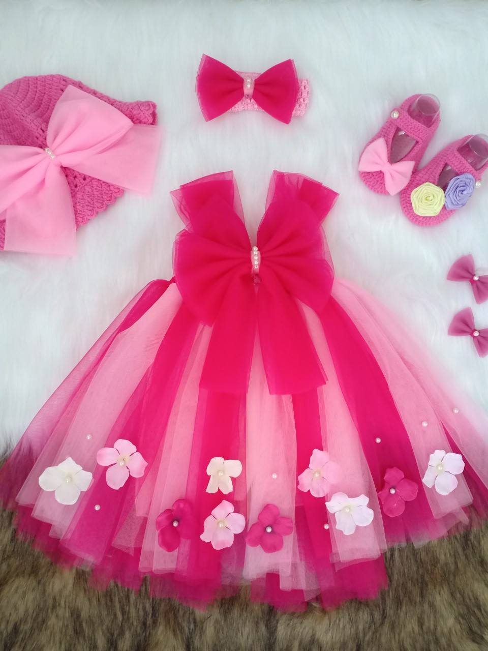 Đầm tutu cho bé đi dạ hội ( Mũ + Nơ + Giày + Đầm )