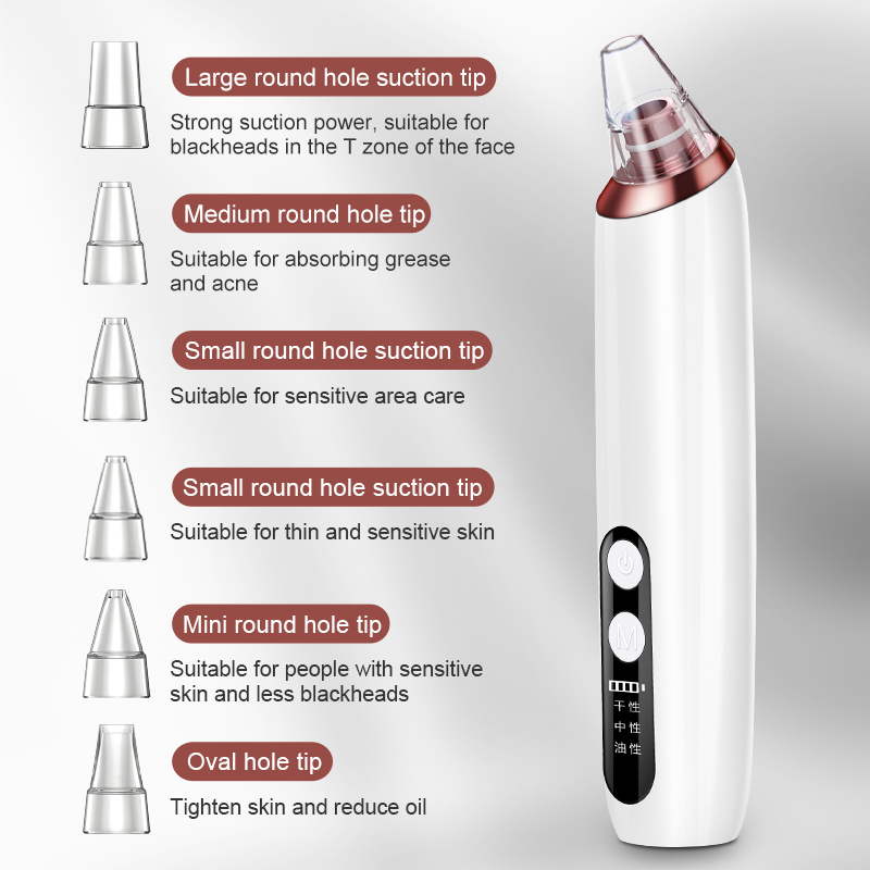 INSMART Electric Facial Blackhead Remover Vacuum Pore Cleaner Acne Cleanser Black Spots Removal Face Nose Deep Cleaning Tools. 