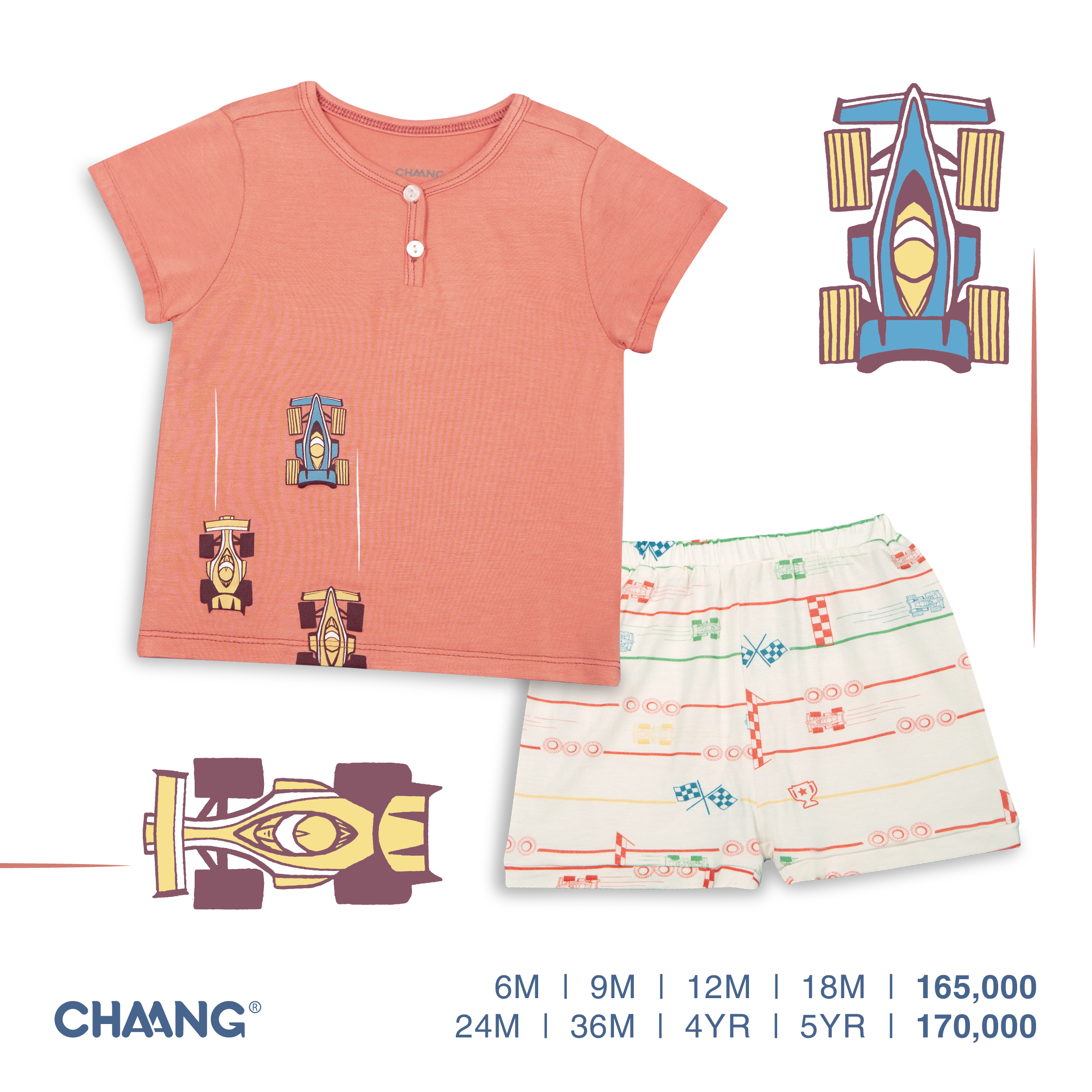 [CHAANG] Bộ Cộc Cho Bé Cổ Trụ Active Đỏ Chaang