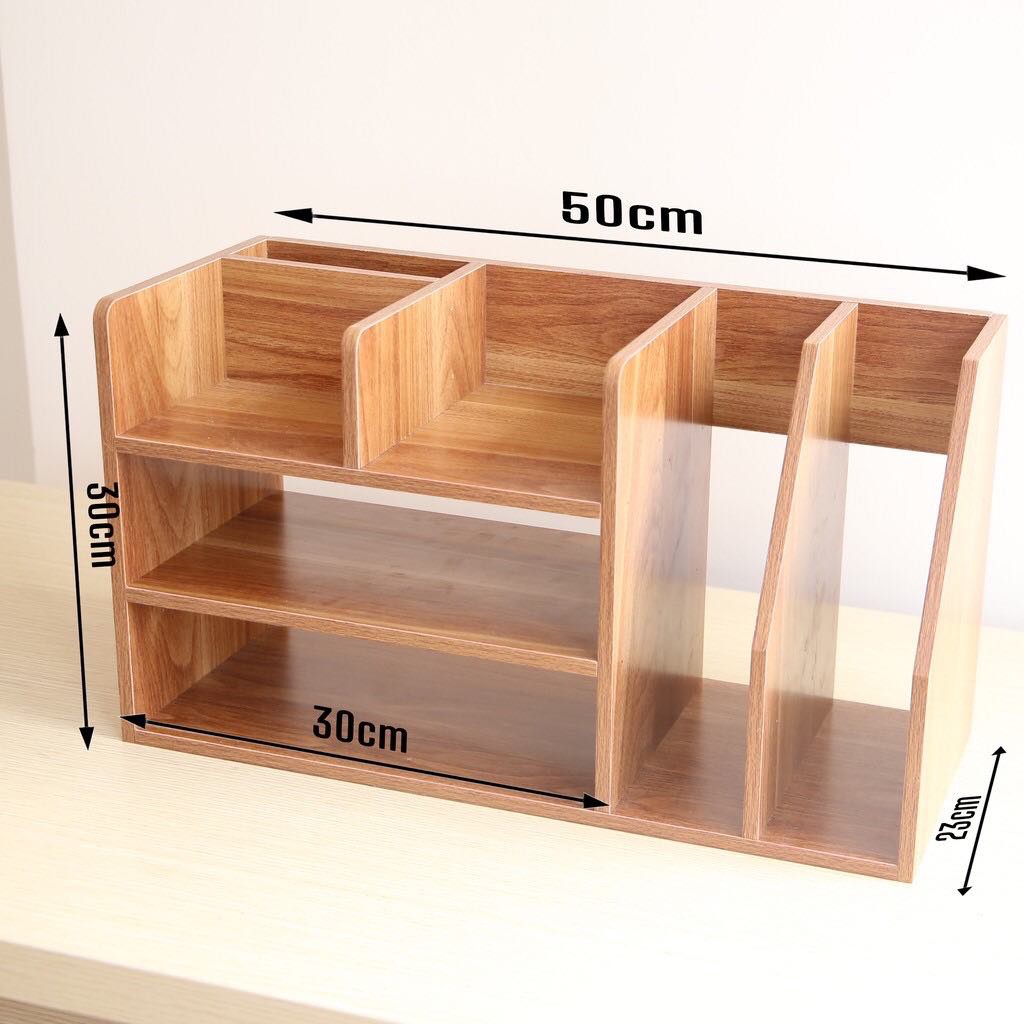 Kệ sách gỗ kệ sách để bàn làm việc lắp ghép đa năng, kệ hồ sơ