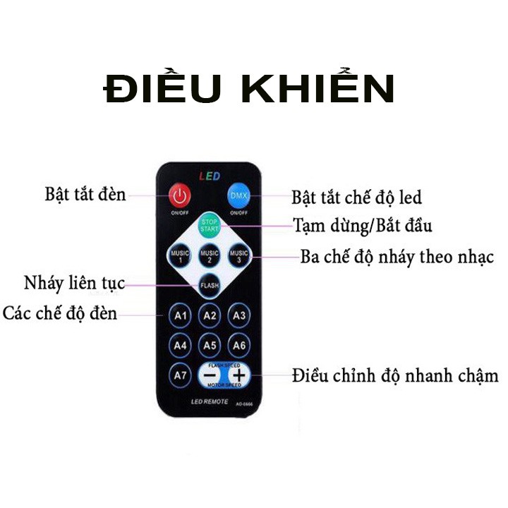 Đèn LED quả cầu xoay pha lê 7 màu