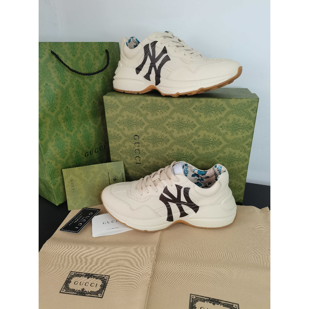 White Gucci Rhyton NY Yankees Shoe