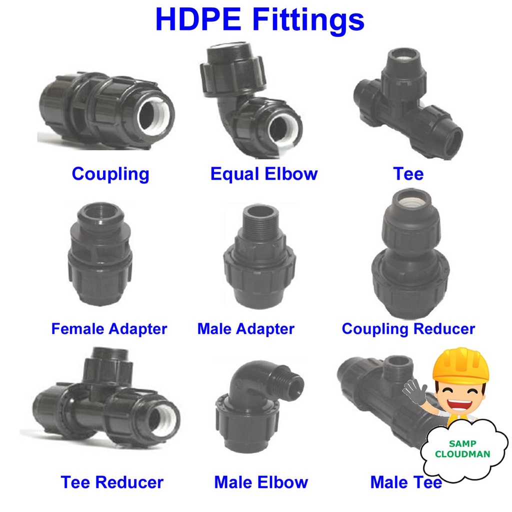 HDPE Compression Fittings PE Fitting Elbow, Coupling, Tee Male Female