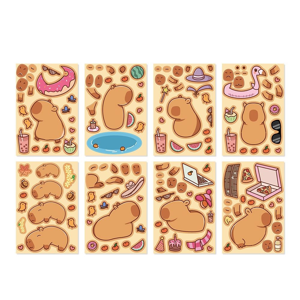 IJVBTV Make a Face Sticker Capybara Sticker Waterproof DIY Sticker Toy Puzzle Stickers Animal Stickers DIY Face Changing Stickers Phone Decor