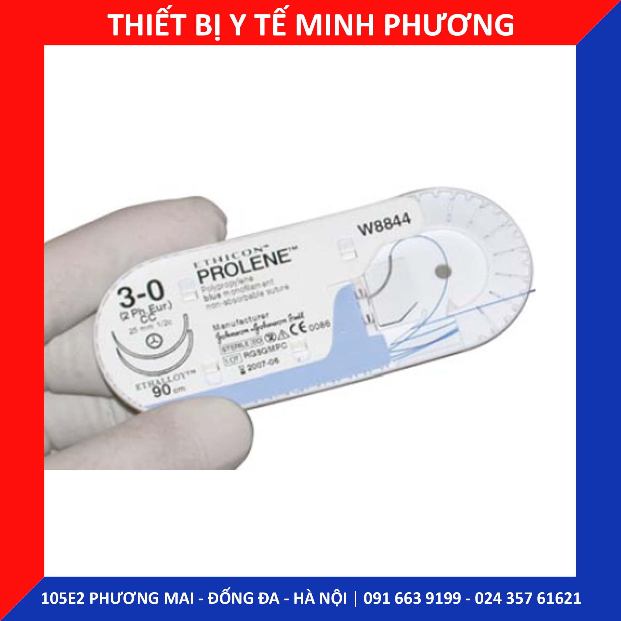 Bán lẻ chỉ khâu phẫu thuật không tiêu vô trùng ethicon prolene các số 2/0 3/0 4/0 5/0 6/0 7/0