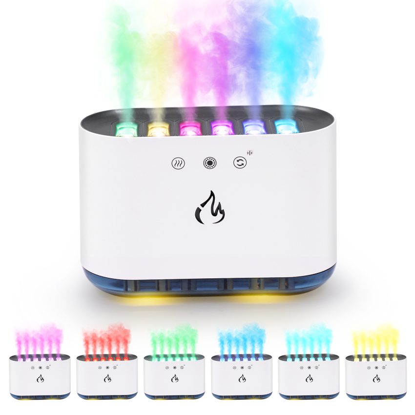 Flame Essential Oil Diffuser, 7 Colour Lights Aromatherapy Diffuser, 900ml Super Quiet Air Humidifier Waterless Auto-Off Night Light, Air Aroma Diffuser For Bedroom Office Travel Spa Home Decor
