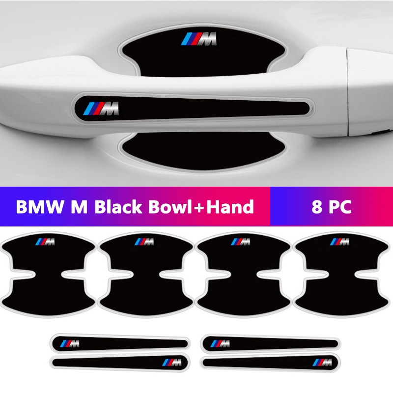 Zr for bmw m car door handle protector universal car door bowl anti-scratch sticker for bmw f30 e46 f10 e90 g20 e36 e39 e30 g30 e92 f20 x6 x1 x5 z4 m3 x3 x4 5 7 series 320i 218i 520i 530i 528i m2 730li 740li