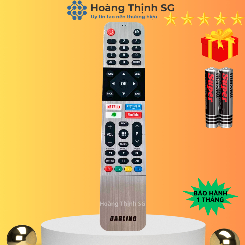Remote điều khiển tivi darling mẫu 01, điều khiển tv darling - tặng kèm pin - hoàng thịnh sg
