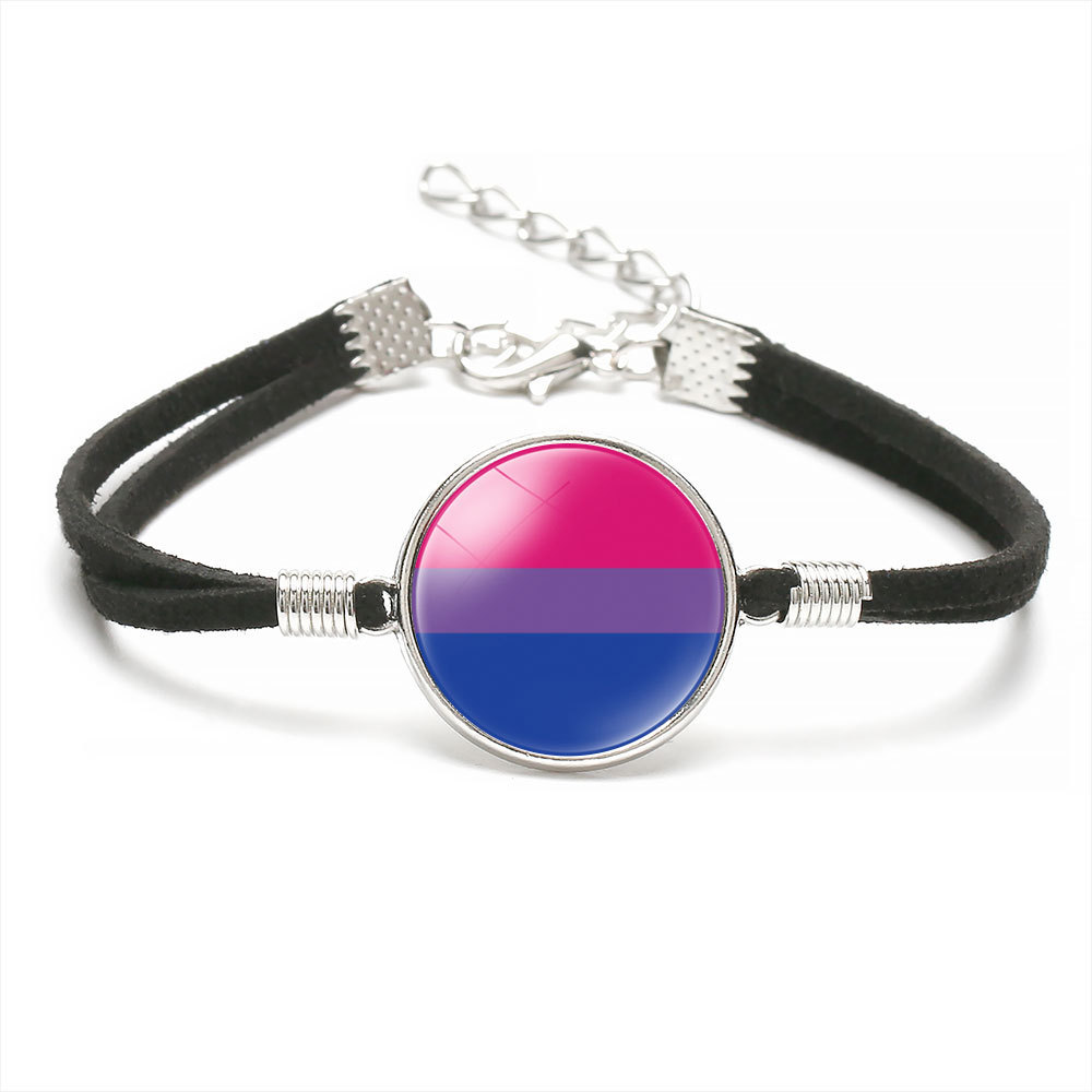 【Trendy Flag Woven Hand Rope Couple Jewelry Bracelet Men's Handmade Time Rainbow Friendship Women's.