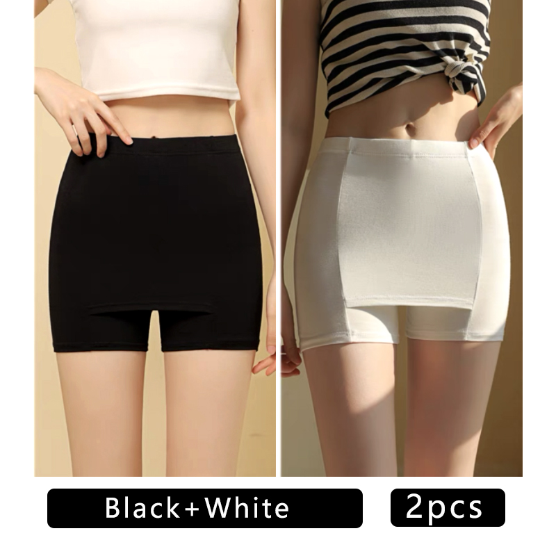 Ice Silk High Waist Safety Pants Boxer Women Thin Sliming Fit Women's  Summer Shorts Double Layer
