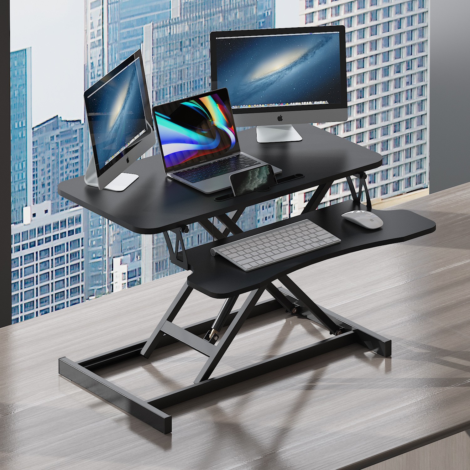 KS Standing notebook desktop folding computer desk with elevated height adjustable desk and standing workbench on the desk