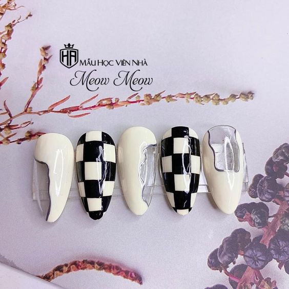 Sticker 3D Sọc Caro | Hình Dán Móng Tay