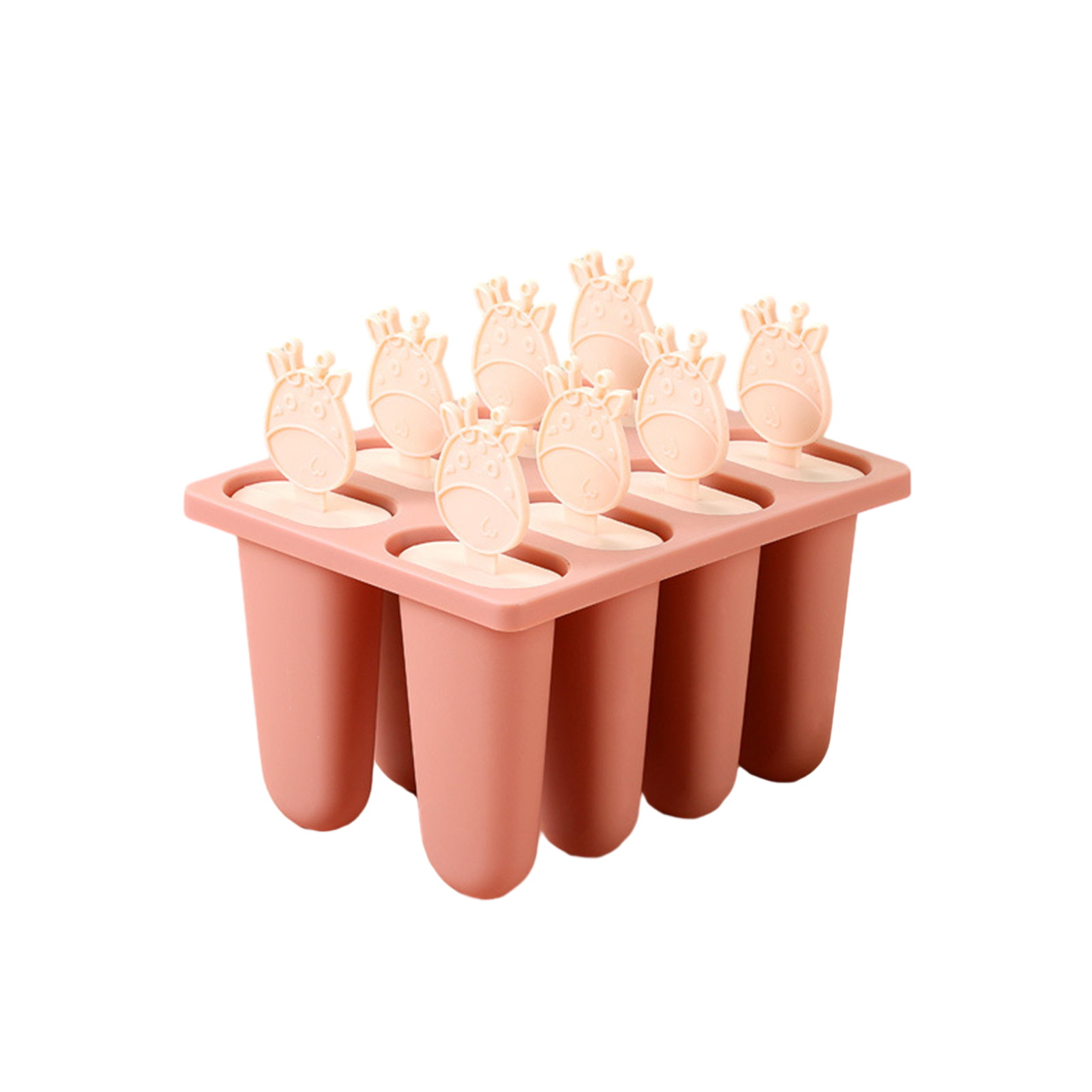 Easy Demoulding Non-sticky Ice Cream Mold with Lid Anti-deformed DIY 8 Grids Cartoon Popsicle Tray Mould Funny Ice Cube