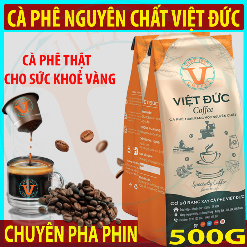[Real coffee] 1Kg pure coffee brewing pot, powder grinder available, roaster pure, roasted rustic, 100% robusta, bitter taste dress, sweet, aroma concentration, brand coffee Vietnam Đức