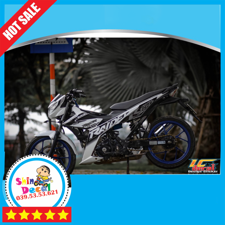 Tem rời Raider R150 đen cho xe trắng