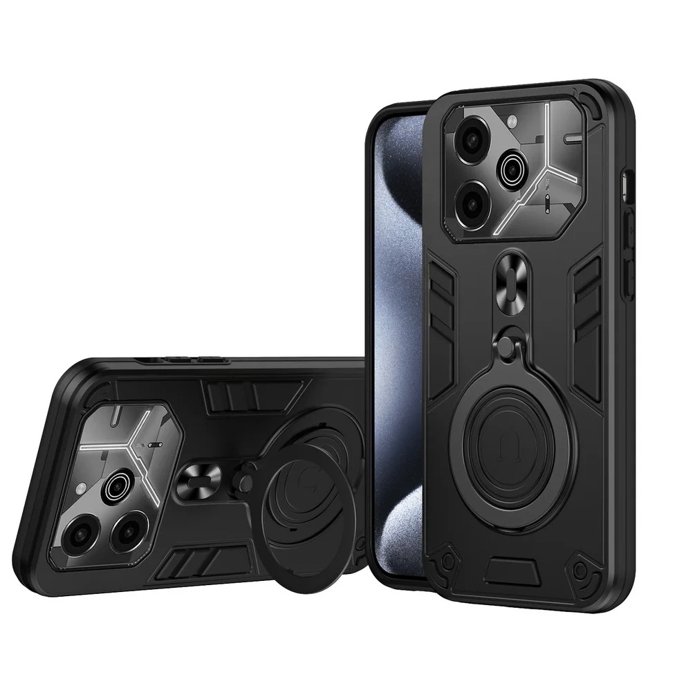 Phone cover For Tecno Pova 6 6Pro case shell Shockproof Armor iron Metal Ring Kickstand Bracket Casing For Tecno Pova 6 Pro Cases Housing.