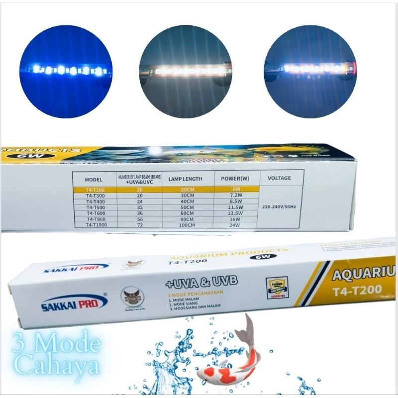 Lampu LED Celup Tanning Aquarium Aquascape SAKKAI PRO DAY NIGHT T4 T200