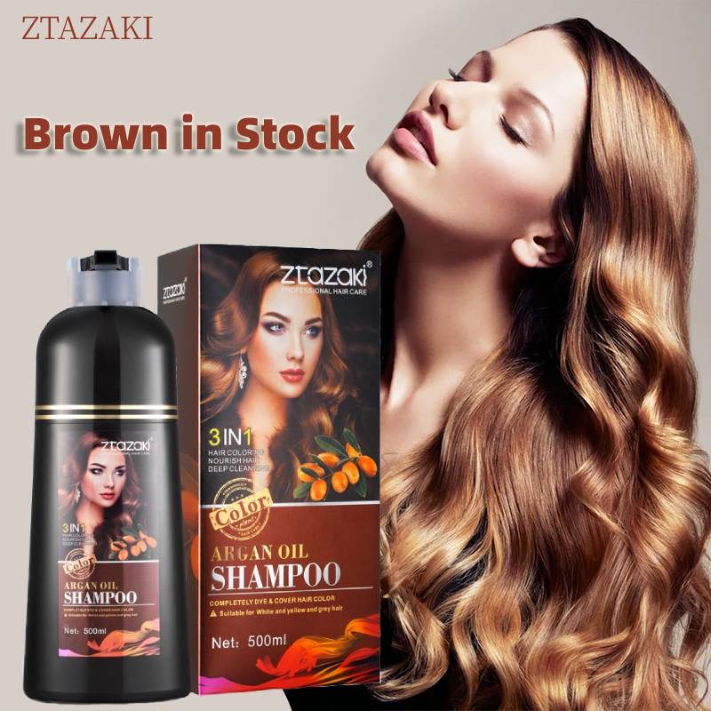 500ml Hair Color Shampoo Dark Brown Shampoo Herbal Hair Dye Shampoo ...