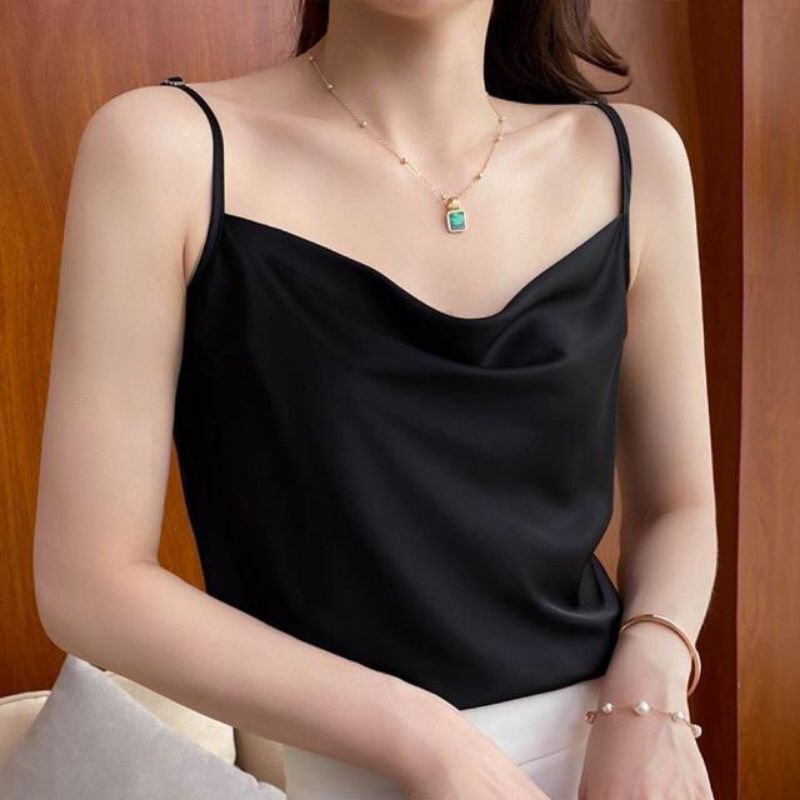Áo 2 dây cổ đổ trước, chất lụa nhẹ, mịn, mát