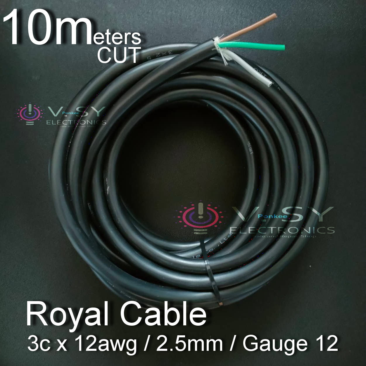 10 Meters Premium Pure Copper Royal Cord Royal Cable 3c X 12awg 3 
