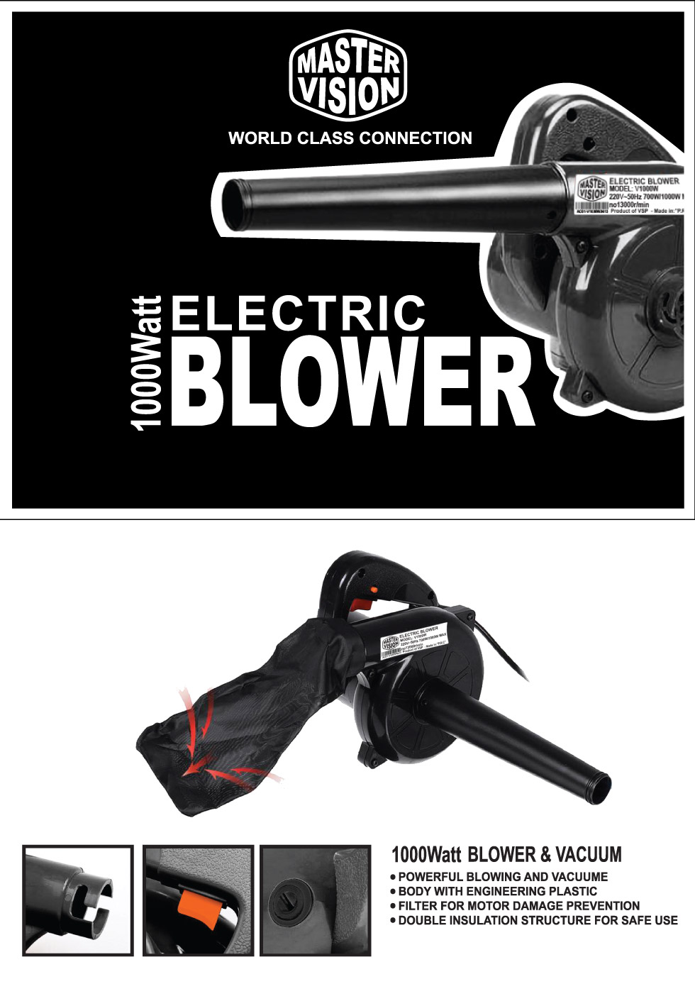 Quạt thổi bụi vệ sinh máy tính Master Cooler V1000W