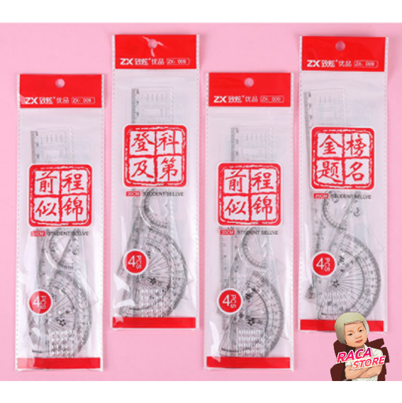 BỘ 4 THƯỚC KẺ HÌNH HỌC GIÁ RẺ [VĂN PHÒNG PHẨM]