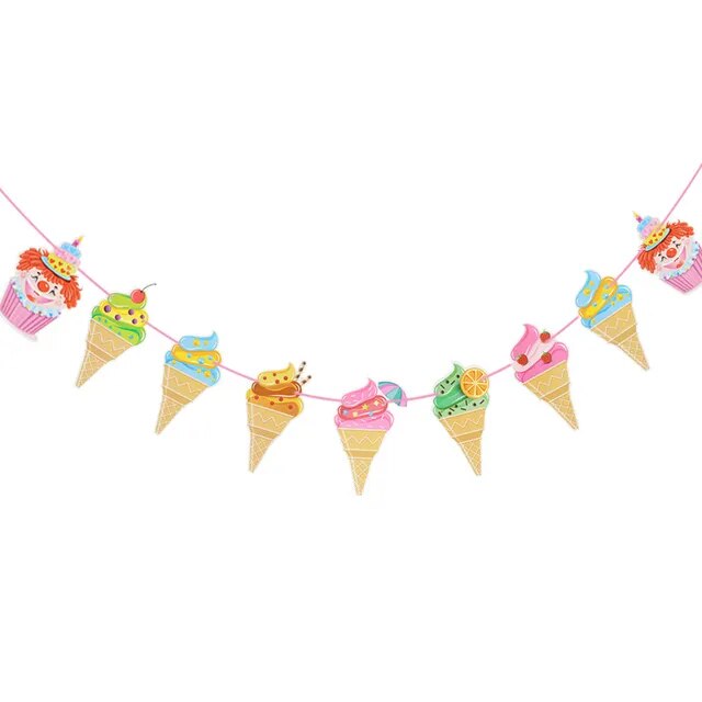 Fresh Cool Ice Cream Popsicle Banner Bunting for Tropical Summer Party Bar Ice Pop Garland Kid Birthday Party Decoration