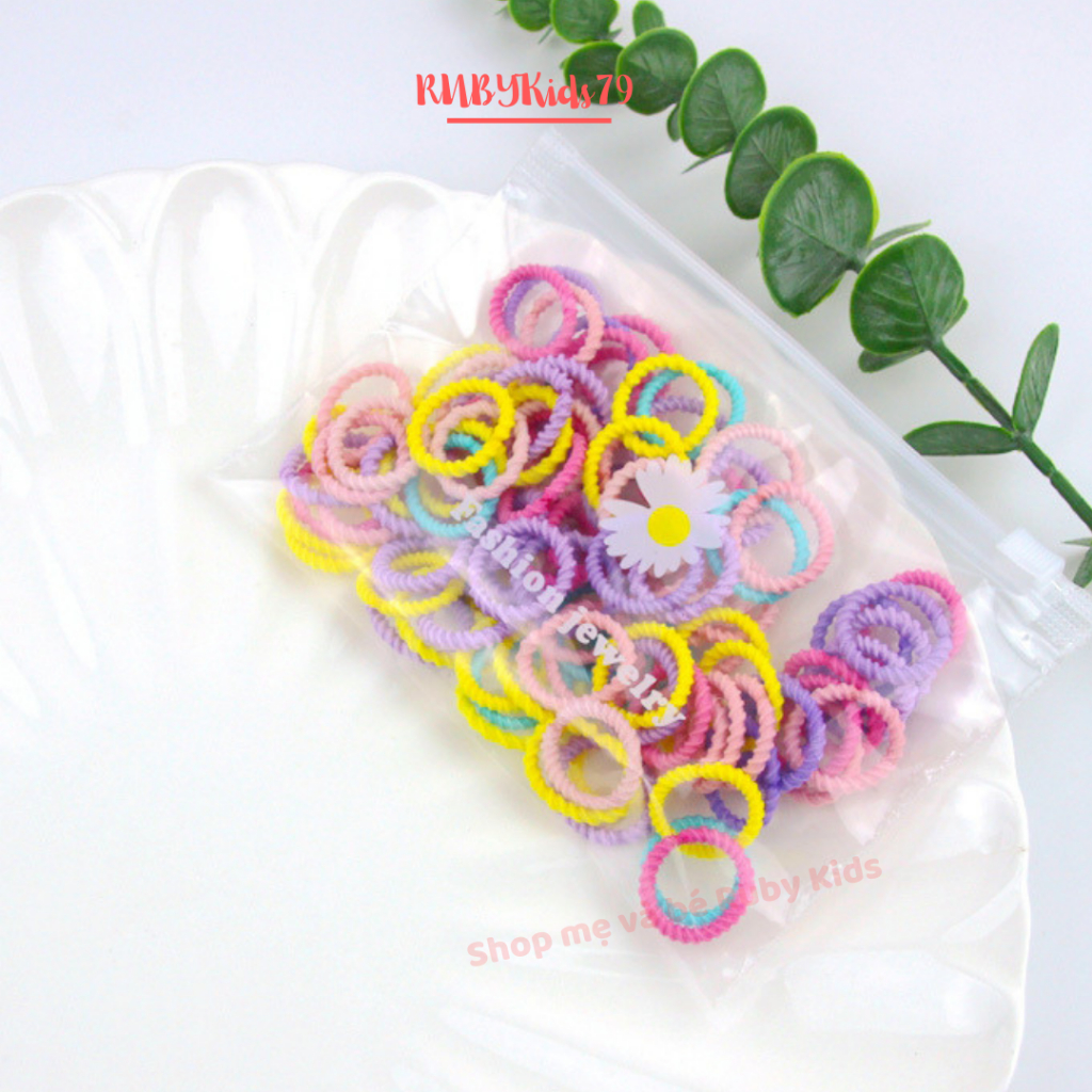 Dây thun cột tóc set 50 dây cho bé nhiều màu sắc dễ thương - rubykids79