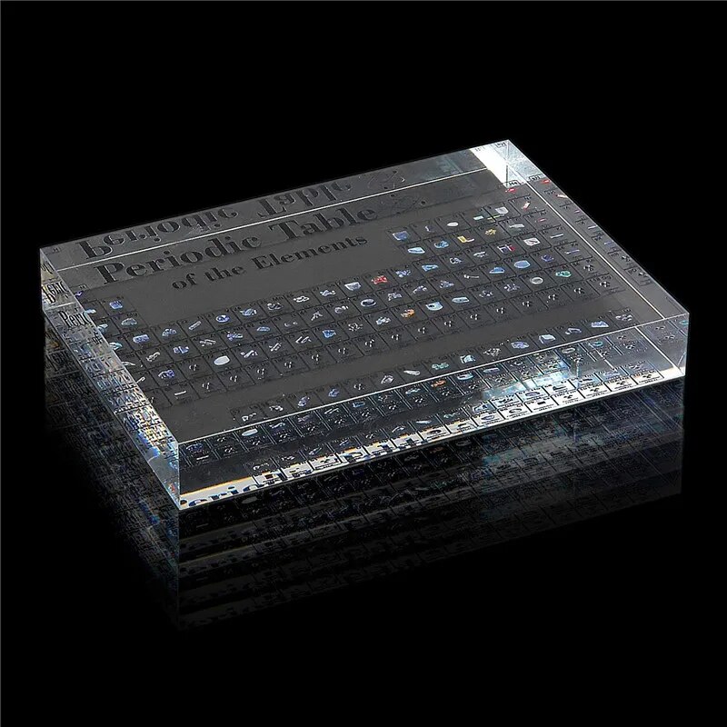 【Great Selection】 Periodic Table Of Elements Home Decoration Crystal Periodic Table With Real Elements Samples Letter Decoration