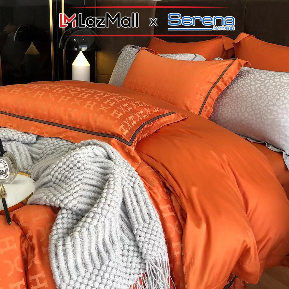 Ga giường đẹp thun lạnh 5 món lụa silk SERENA chính hãng chuẩn khách sạn 5 sao bộ chăn ga ra drap gối mền nệm niệm đệm 5 món lụa silk trải phủ bọc giường mát lạnh sang trọng cao cấp