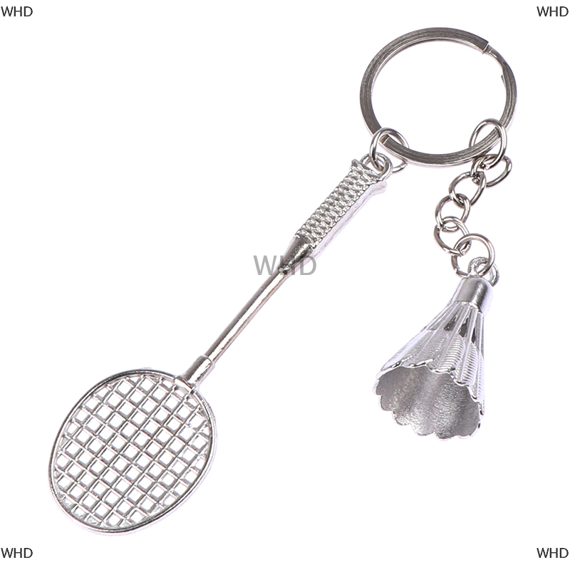 Thm móc khóa vợt cầu lông kim loại móc khóa mini cho xe hơi móc chìa khóa thể thao quà tặng