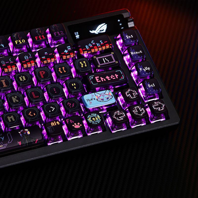 Key Cap Cat Dance Hertz Key Cap Cyberpunk Mechanical Keyboard Customized Pbt Transparent Double-Layer Milk Custard 87 108 Rkr75 Only Key Cap