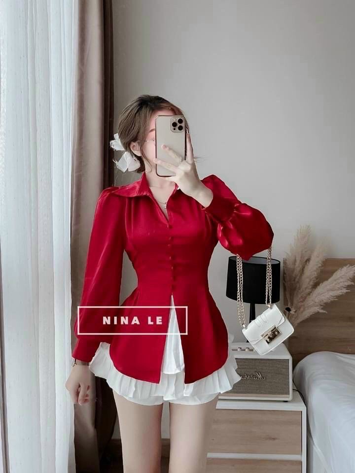 [Free Ship 2024] Áo Sơ Mi Nữ Kiểu Tay Dài Cột Nơ Sau Lưng Thích Hợp Để Đi Dạo Đi Tiệc