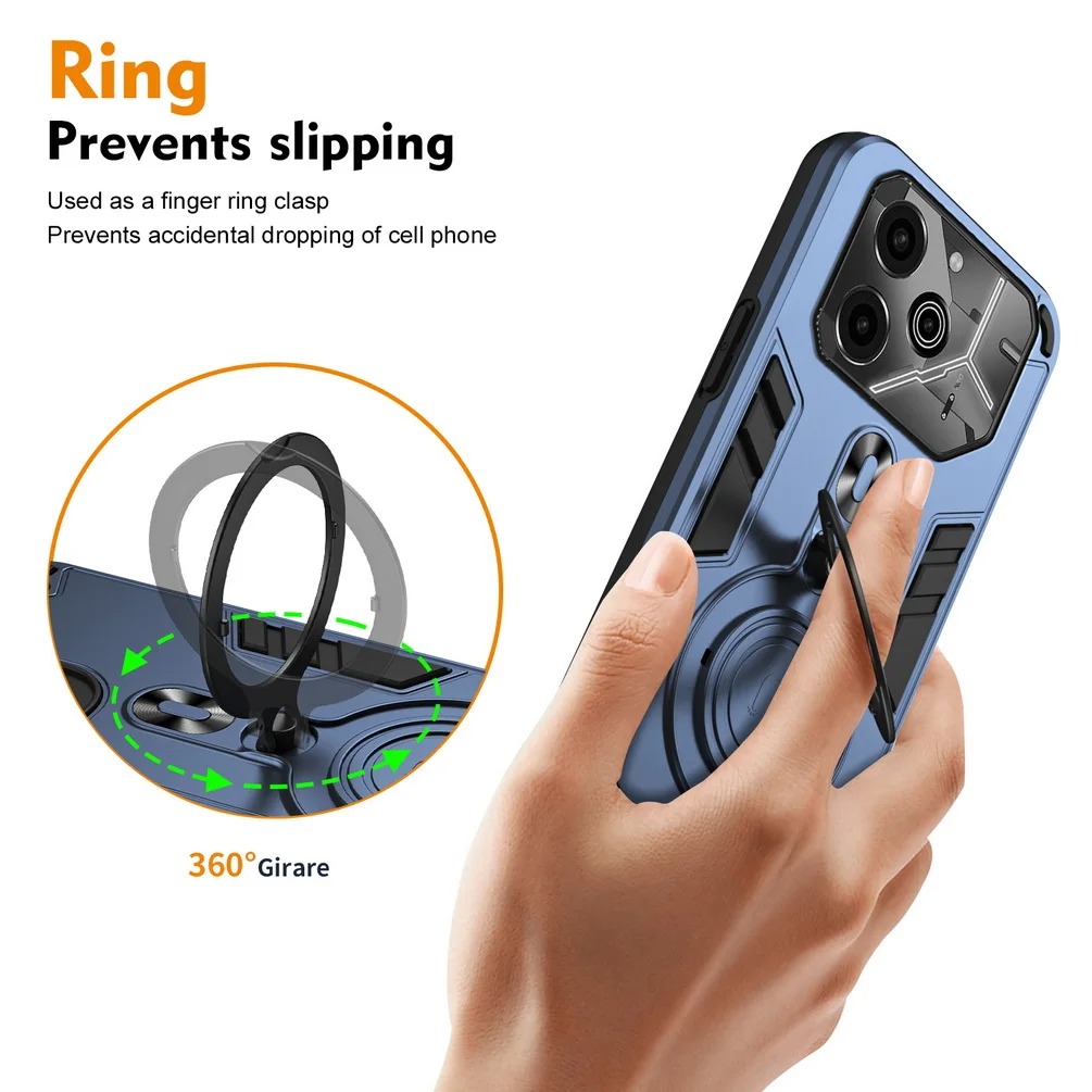 Phone cover For Tecno Pova 6 6Pro case shell Shockproof Armor iron Metal Ring Kickstand Bracket Casing For Tecno Pova 6 Pro Cases Housing.