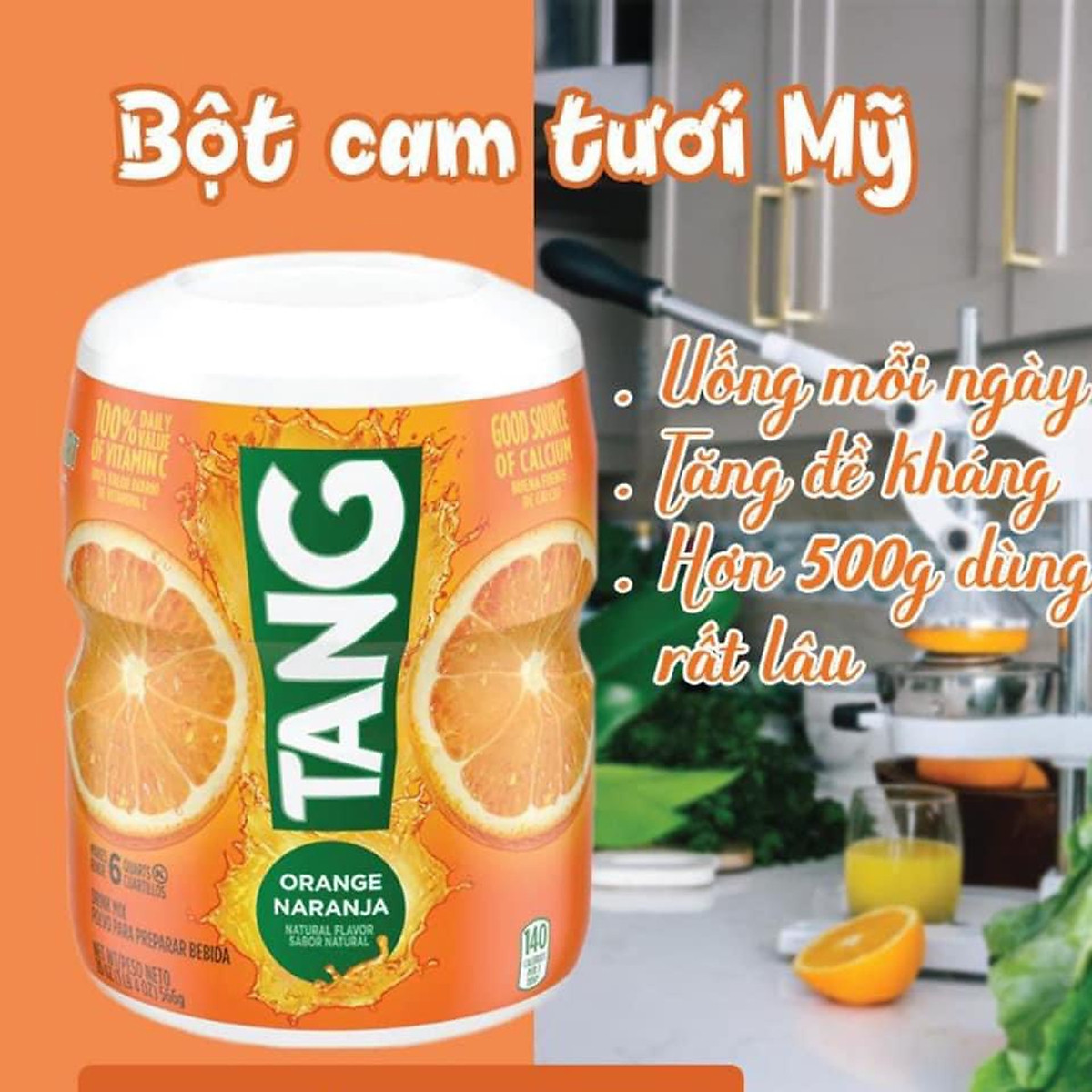 Bột pha nước cam tang 566g - mỹ