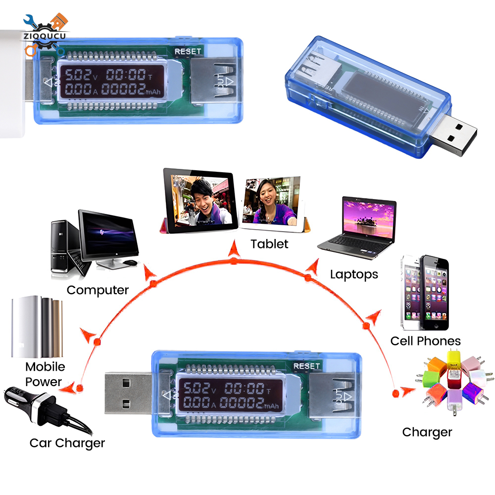 Ziqqucu USB voltage ammeter power capacity mobile power battery capacity tester
