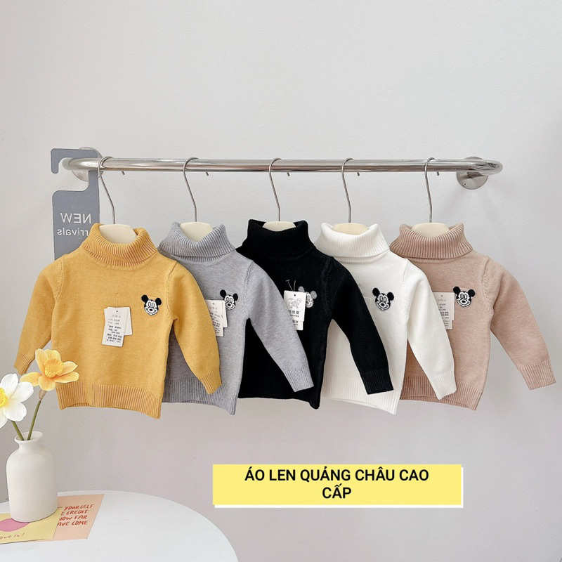 Áo len cổ lọ thêu mickey cho bé