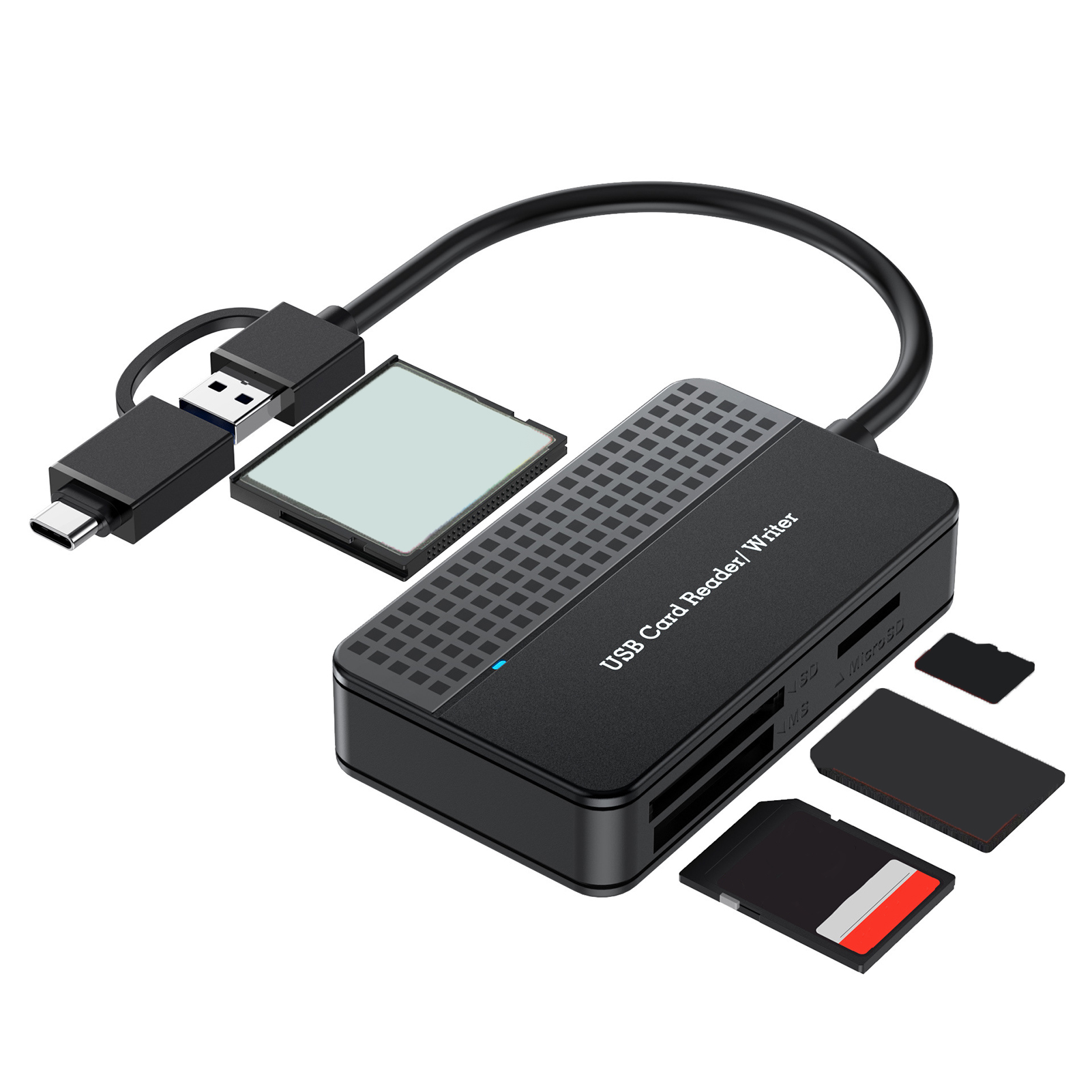 kangshaibi Plug and Play Card Reader Usb 3.0 Cf Card Reader High-speed Usb 3.0 Type C 4-in-1 Camera Card Reader Plug and Play Memory Card Adapter for Laptops Supports Sd Tf Cf Ms Cards
