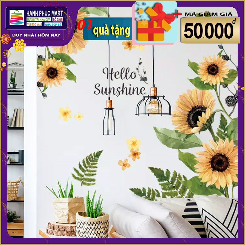 Sticker Giấy Dán Tường Decal Dán tường Mẫu Hoa Lá Cực Xinh ZH017