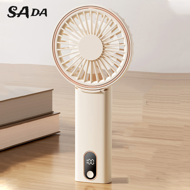 SADA Mini handheld fan usb rechargeable folding fan digital display desktop hanging neck fan