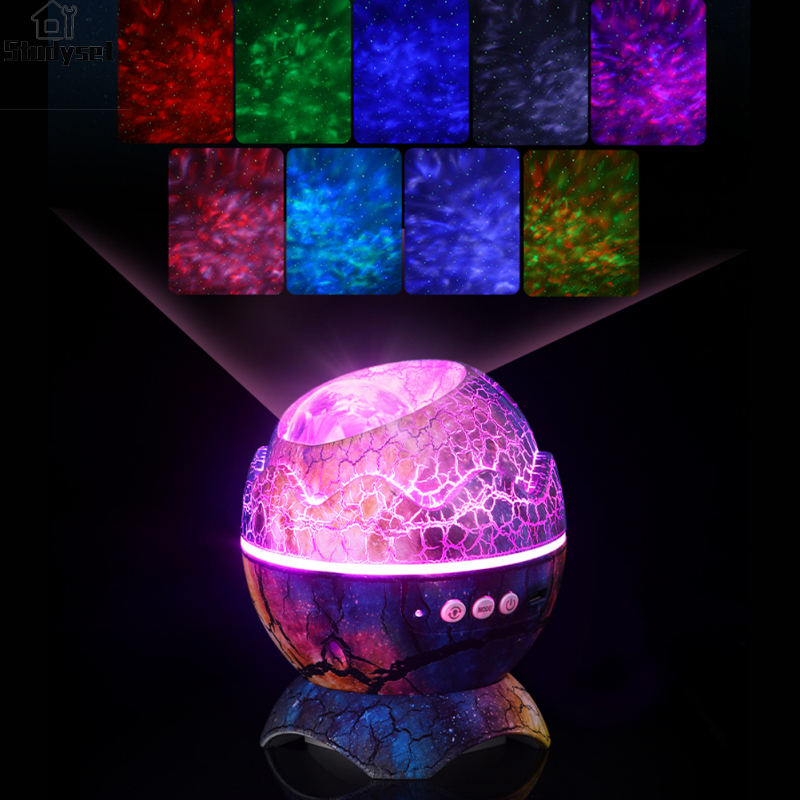 Studyset IN stock Led Dinosaur Eggs Shell Galaxy Starry Projector Bluetooth-compatible Remote Control Night Lights Children Gift