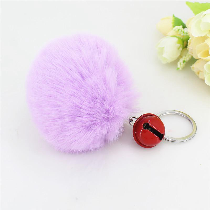 Móc khóa bông treo balo - Móc khóa túi xách/ chìa khóa hình cục bông xòe mềm mượt kèm chuông nhỏ xinh