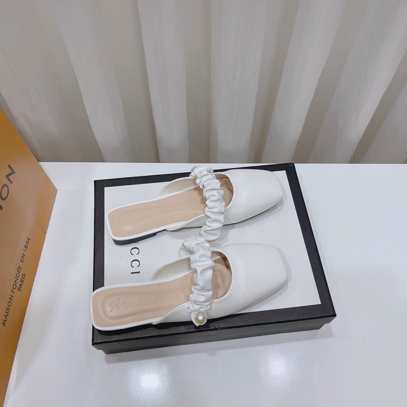 [Tặng dây giày] giày sục nữ quai chun đính ngọc