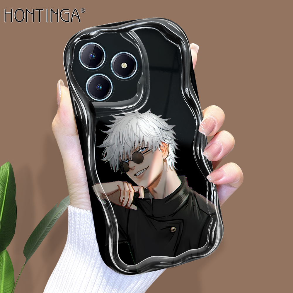 Hontinga for Realme C61 C63 Back Cover Anime Cartoon Phone Case Cream Texture Wavy Edge Soft Mobile Cover.