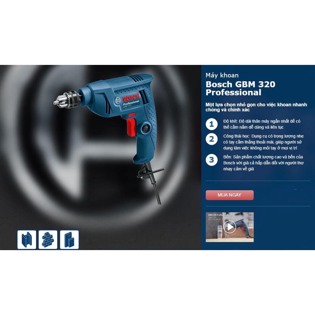 Máy Khoan Sắt Bosch GBM 320 (320W) /CHÍNH HÃNG/