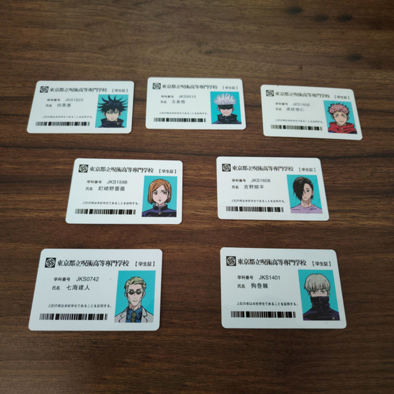 Japanese Anime Figures Student ID Card Animation YUJI Megumi Gojo Yuta PVC School Name Cards For Fans Cosplay. 