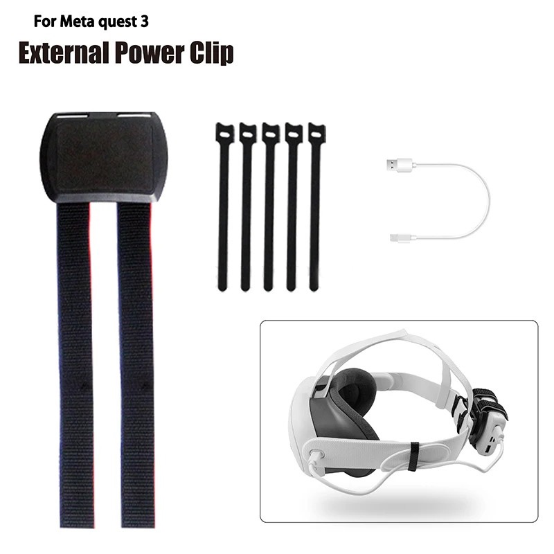 VR Power Battery Strap For Oculus Quest 2/Quest 3 Adjustable Head Strap External Power Bank Battery Fixed Bracket Meta Quest 3 VR Accessories